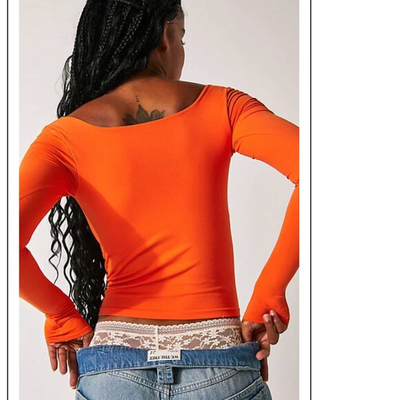 Free People Intimately Clean Top Square Neck Size M/L Orange - Picture 2 of 7